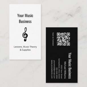 Music Education Lessons QR-kod Treble Clef Visitkort