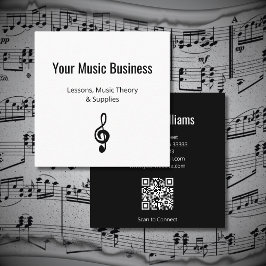 Music Education Treble Clef QR-kodlärare Fyrkantigt Visitkort