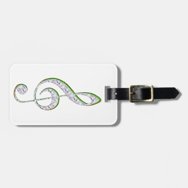 MUSIC Emerald and Diamond Treble Clef Bagagebricka (Horisontell Framsida)
