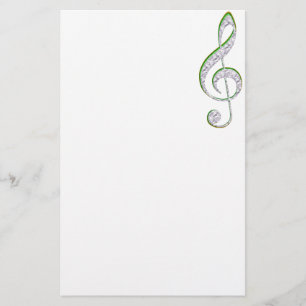 MUSIC Emerald and Diamond Treble Clef Brevpapper