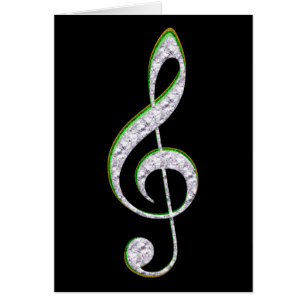 MUSIC Emerald and Diamond Treble Clef Hälsningskort