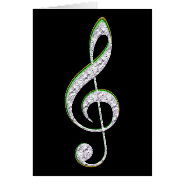 MUSIC Emerald and Diamond Treble Clef Hälsningskort (Framsidan)