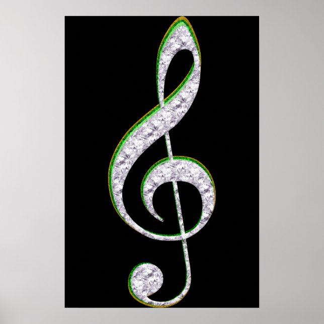 MUSIC Emerald and Diamond Treble Clef Poster (Framsidan)