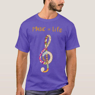 Music Equals Life Treble Clef Music Älskare & Arti T Shirt