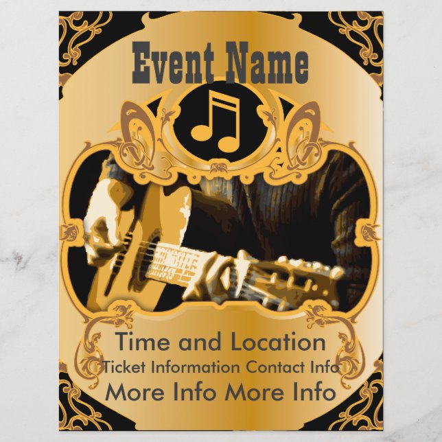 Music Event Vintage Guld Flyer (Framsidan)
