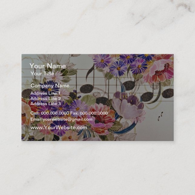 Music fält Gula blommor Visitkort (Framsida)