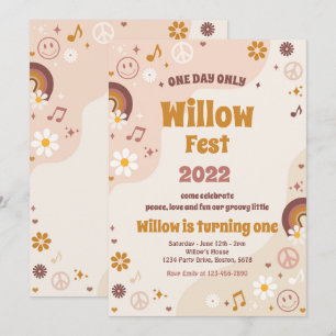 Music Festival FloralFest Hippie Födelsedagsfest Inbjudningar