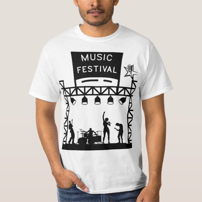 Music Festival Stage Silhouette T-Shirt (Framsida)