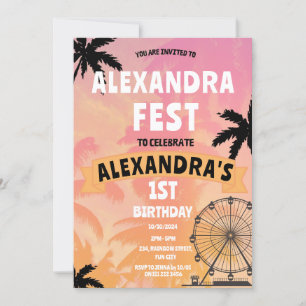 Music Festival Summer Ferris Wheel Birthday Inbjudningar