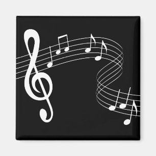 Music Flows White på Black Magnet