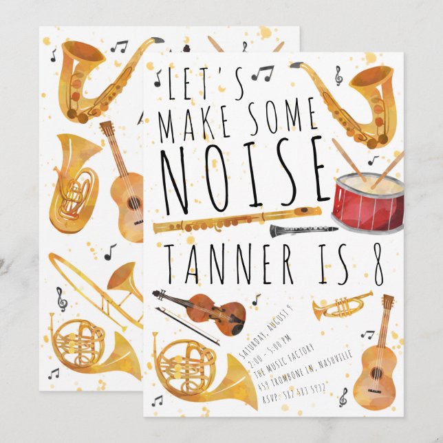 Music Födelsedagsfest inbjudan (Fram/baksida)