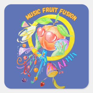 Music Fruit Fusion Designad Sticker Fyrkantigt Klistermärke