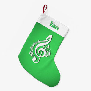 Music G Clef Personlig Namn Grönt Liten Julstrumpa
