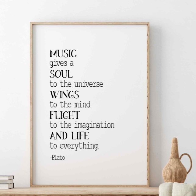 Music Ge A Soul to Universe, Plato-citat Poster (Skapare uppladdad)