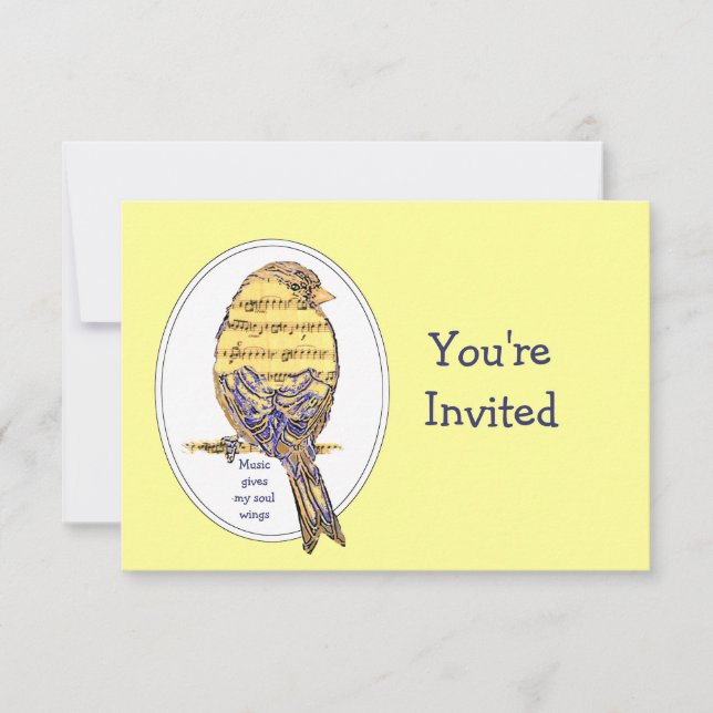 Music ge min själ vingar Quote Birthday Inbjudningar (Framsida)