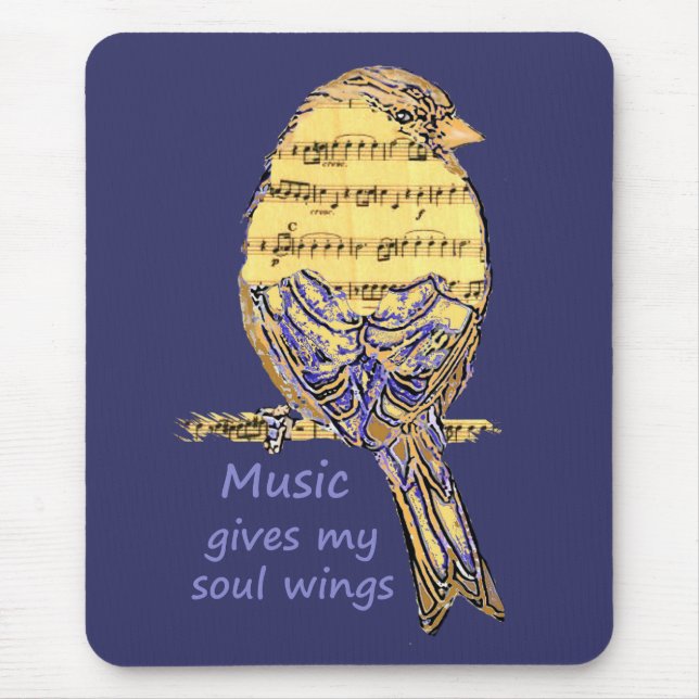Music Ge my Soul Vingar Quote & Bird Art Musmatta (Framsidan)