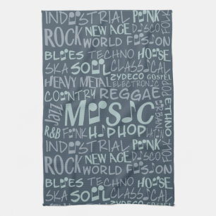 Music Genres Ord Collage handduk Kökshandduk