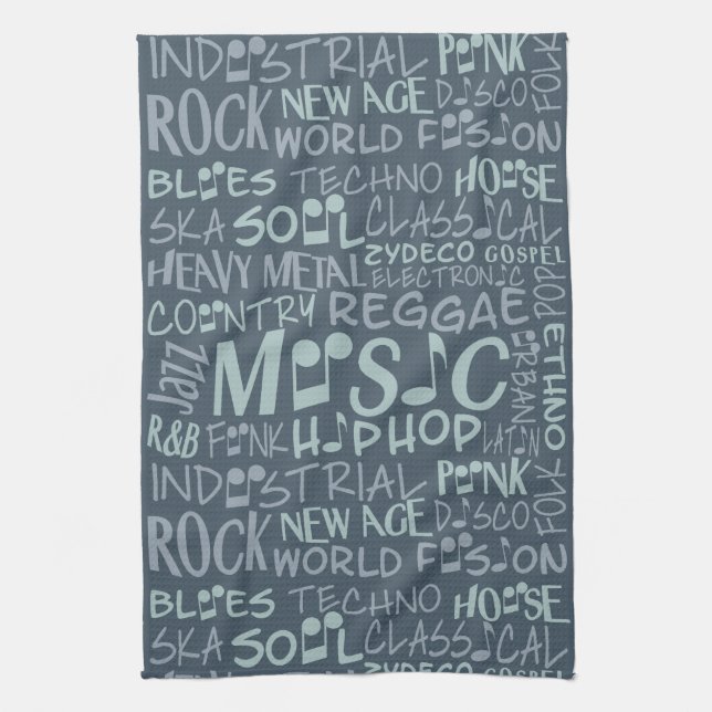 Music Genres Ord Collage handduk Kökshandduk (Vertikal)