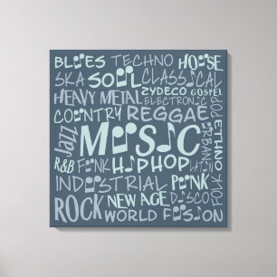 Music Genres Ord Collage kanvastryck