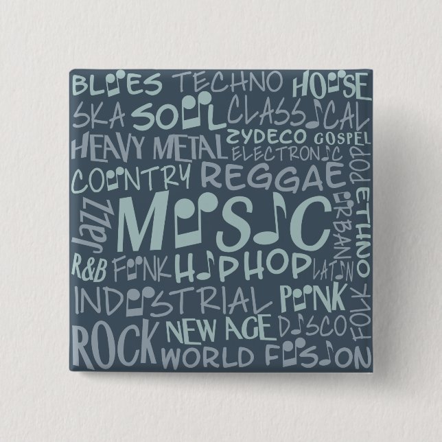Music Genres Ord Collage-knapp Knapp (Framsida)