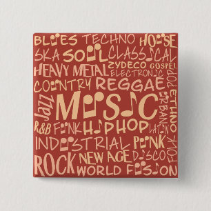 Music Genres Ord Collage-knapp Knapp