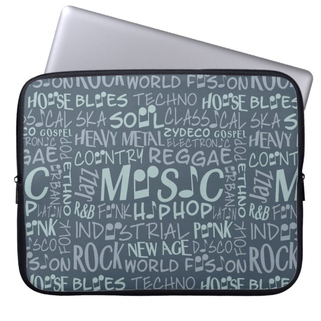 Music Genres Ord Collage laptop sleeve (Framsidan)