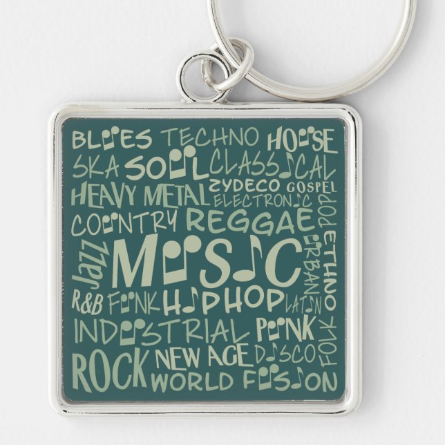 Music Genres Ord Collage nyckelring (Framsidan)
