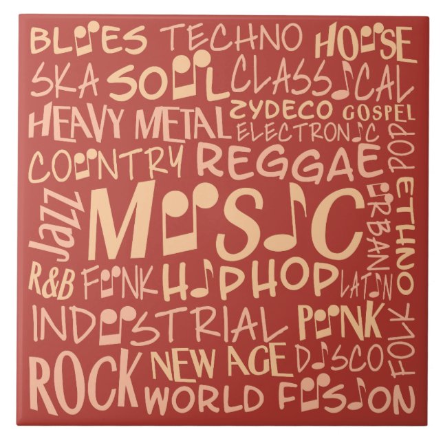 Music Genres Ord Collage-plattor Kakelplatta (Framsidan)