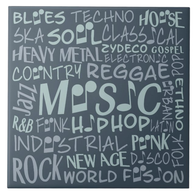 Music Genres Ord Collage-plattor Kakelplatta (Framsidan)