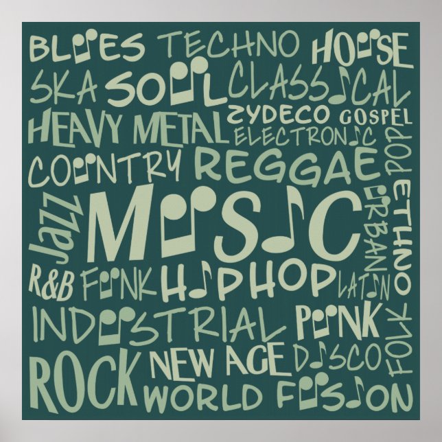 Music Genres Ord Collage poster (Framsidan)