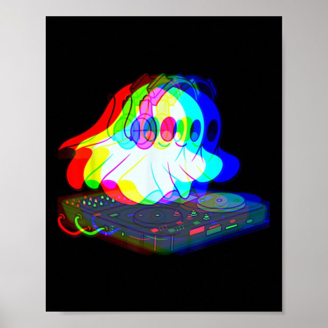 Music Ghost Halloween Techno Rave Halloween fest Poster (Framsidan)