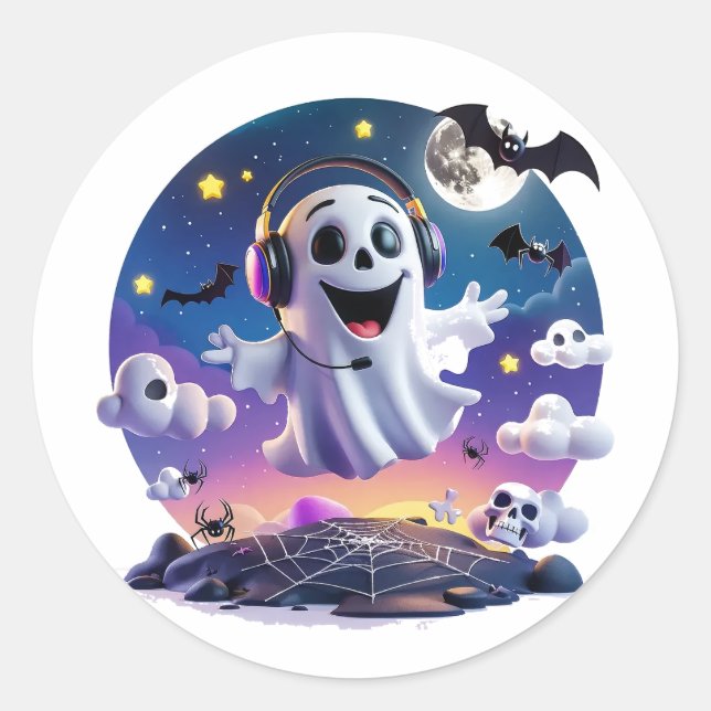 Music Ghost Runt Klistermärke (Framsida)