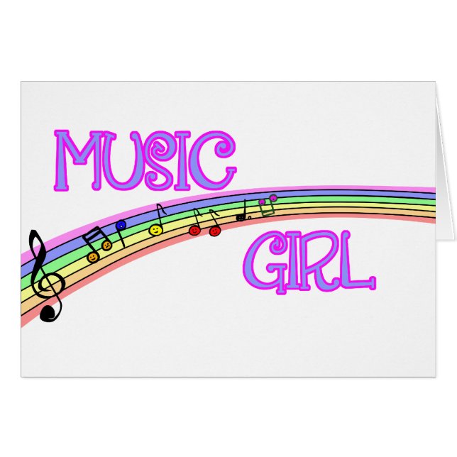 Music Girl Rainbow Hälsningskort (Framsidan Horizontal)