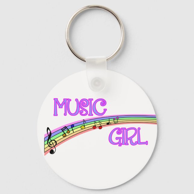 Music Girl Rainbow Nyckelring (Framsida)