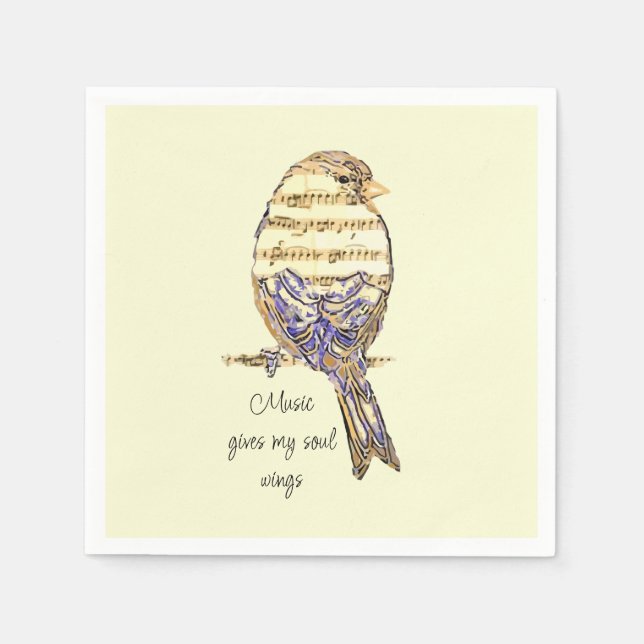  Music gives my soul wings Sparrow Bird Pappersservett (Framsidan)