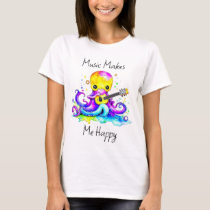 Music gör mig Lycklig   Guitar för bläckfisk T Shirt
