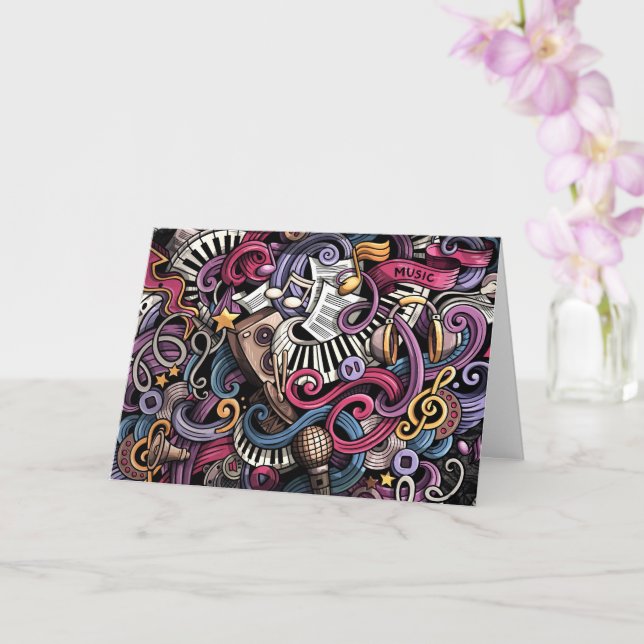 Music Graffiti Greeting Card Kort (Orkide)