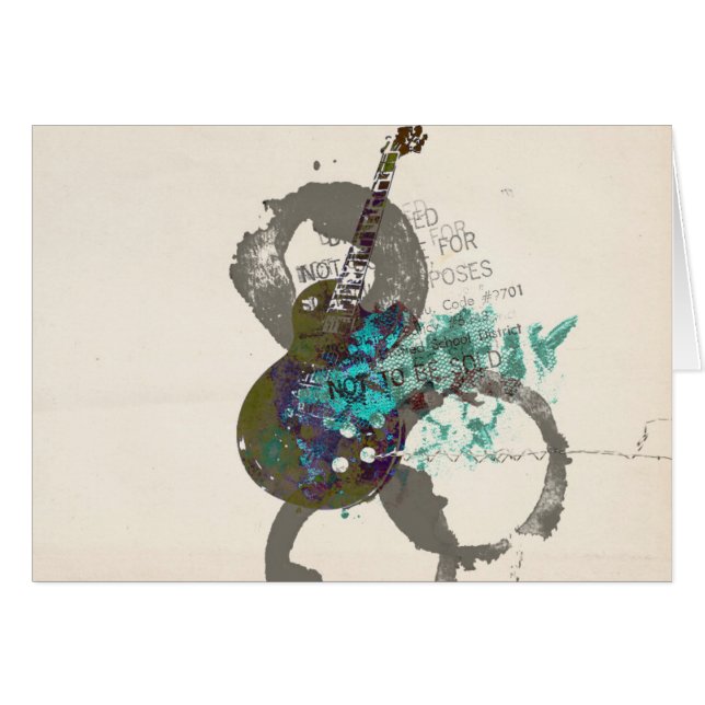 Music Grunge Collage Hälsningskort (Framsidan Horizontal)