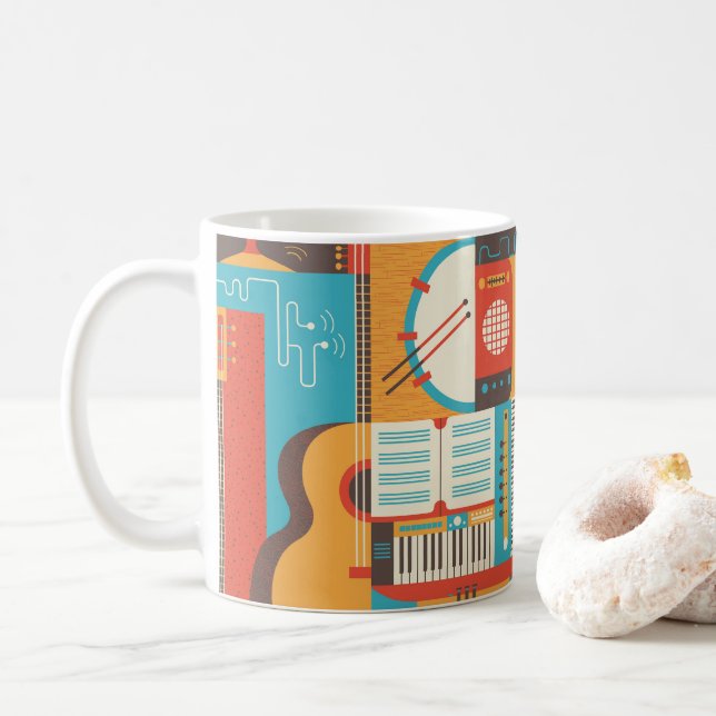 Music Guitar Piano Colorful Kaffemugg (Med munk)
