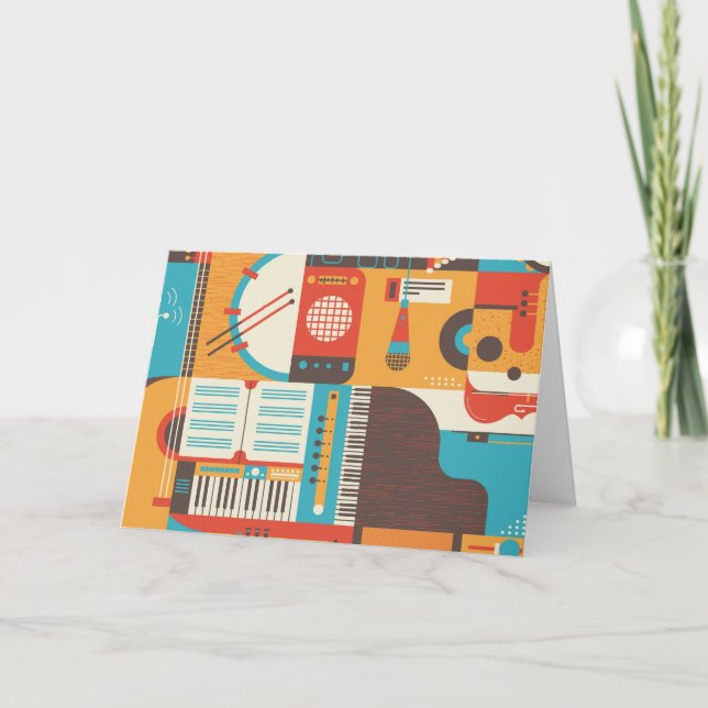 Music Guitar Piano Colorful Tack Kort (Framsida)