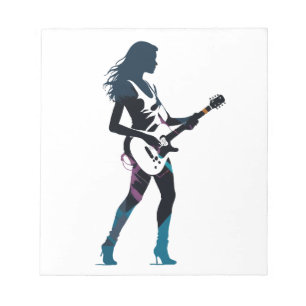 Music Guitar Player Roligt Silhouette Stil Anteckningsblock