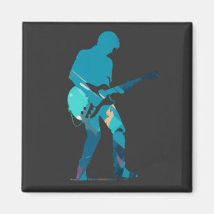 Music Guitar Player Roligt Silhouette Stil Magnet