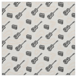 Music Guitar Radio Mönster Anpassningsbar Linen Fa Tyg