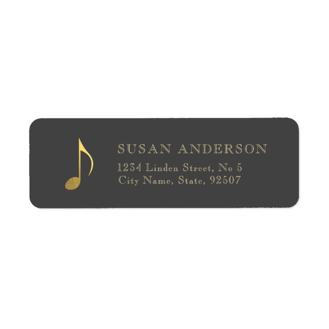 Music Guld 80 Note Return-adressetikett Returadress Etikett (Framsidan)
