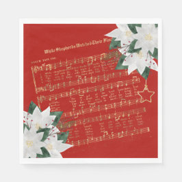 Music Guld White Poinsettia Hymn-jul Pappersservett
