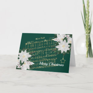 Music Guld White Poinsettia Silent Nattjul Helgkort