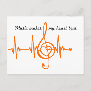 MUSIC HEART BEAT Música batida do coração Vykort