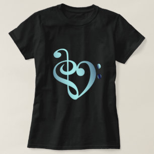 Music Heart Blå himmel i Kärlek hjärtform T Shirt