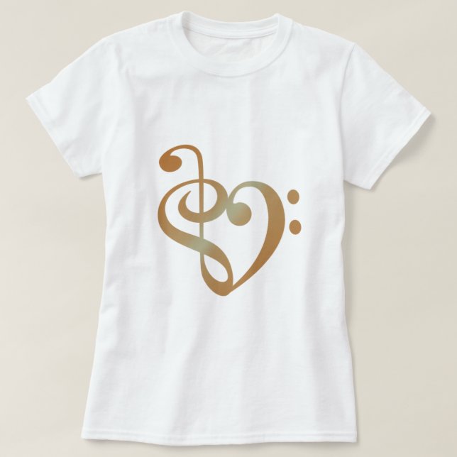 Music Heart Copper i Kärlek hjärtform T-shirt (Design framsida)