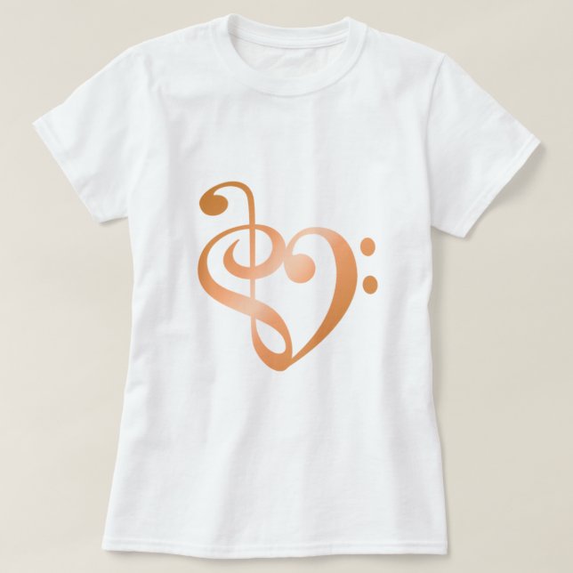 Music Heart Copper i Kärlek hjärtform Tee (Design framsida)